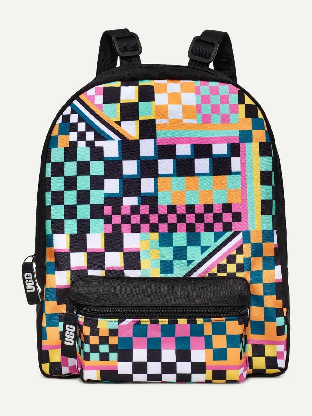 UGG Black Multicolor Geometric Check Backpack